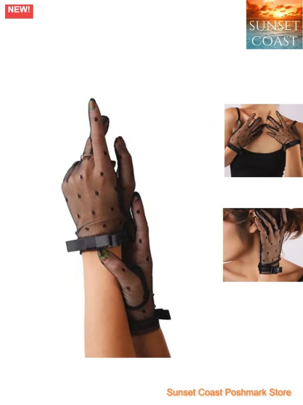 Gothic Black Lace Bow Gloves, Y2K Vintage Costume Accessory, Short Length,